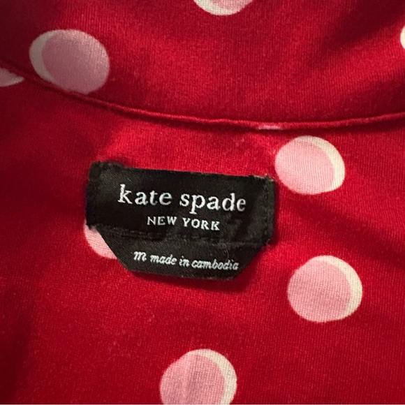Kate Spade Red Pink Polka Dot Pajama Set Long Sleeve Pants Valentine - Picture 4 of 15